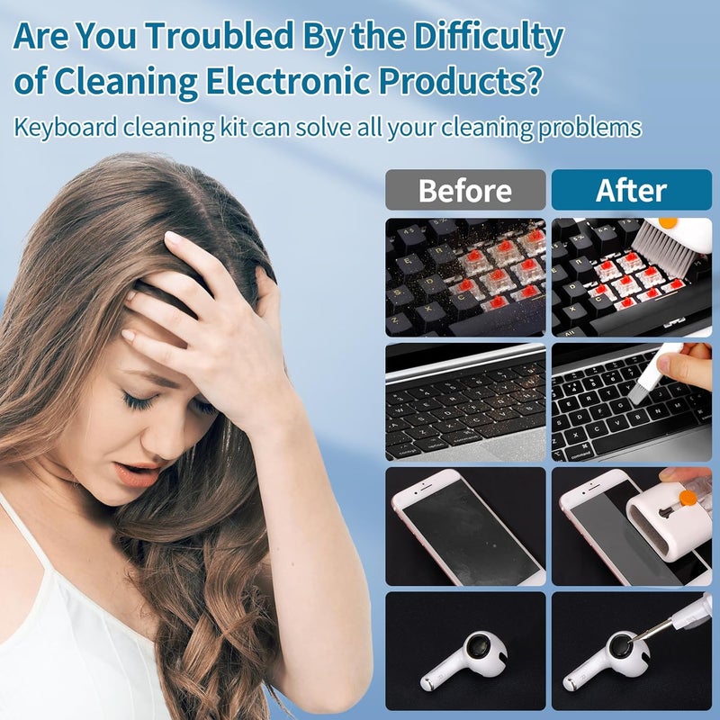 CleaniKu Keyboard Cleaner Laptop Cleaning Kit - All in One Computer Tech Cleaning Brush, Multi-Function Pc Accessories with Airpod Cleaning Kit, Electronic Laptop Screen Cleaner for MacBook, iPhone, Gaming - Image 5